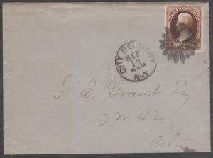 CITY DELIVERY, NY SEPT 12 WITH FANCY CANCEL ON COVER  BL1596