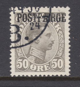 Denmark Sc Q8 used. 1922 50o gray Parcel Post, small thin, VF appearing