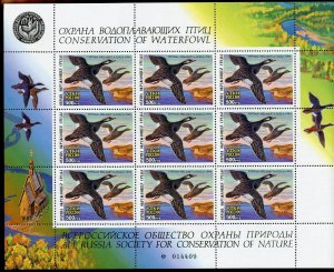 RUSSIA  CONSERVATION OF WATERFOWL SHEET III  MINT NEVER HINGED