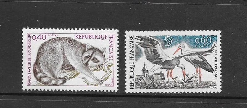 BIRDS - FRANCE #1369-70  BIRD & RACOON MNH