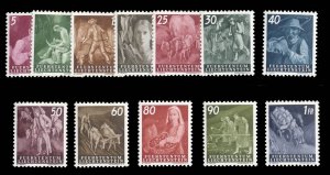 Liechtenstein #247-258 Cat$110, 1951 Designs, complete set, never hinged