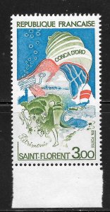 France Scott 1406 MNHOG - 1974 Seashell over Corsica - SCV $1.00