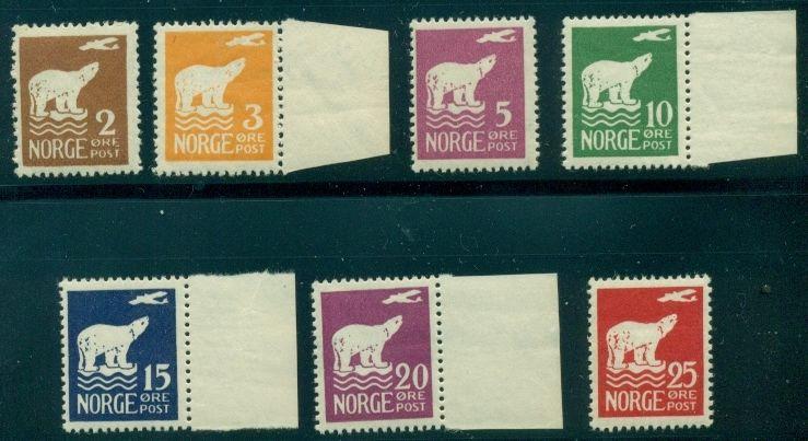 NORWAY #104-10 Complete Polar Bear set, og, NH, Scott $180.00