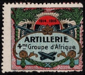 1914 WW One France Delandre Poster Stamp 4th Artillery Group of Africa