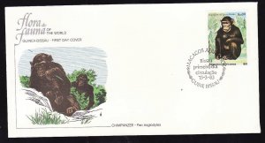 Flora & Fauna of the World #138c-stamp on FDC-Animals-Chimpanzee-Guinea-Bissau-s