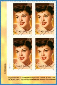 USA Sc. 4077 39c Judy Garland 2006 MNH plate block