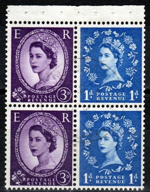 Great Britain #354f   F-VF Used Booklet Pane  CV $2.50 (X1644)