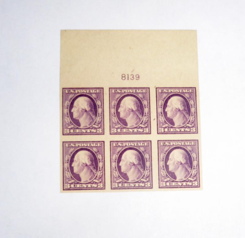 #483 3 cent Washington plate block