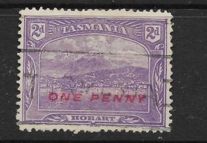 TASMANIA  1912  1d on 2d  PICTORIAL   FU  P12 1/2 &11  SG 260b