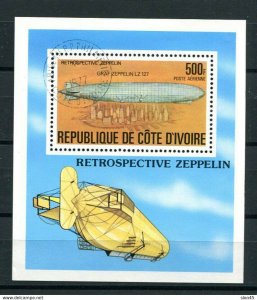 Ivory Coast 1977 Sc C63 Used /CTO Sheet Zeppelin  11107