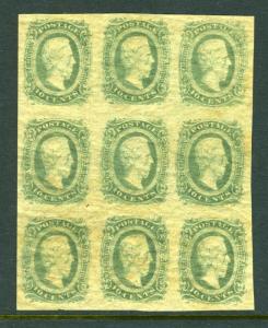 CSA #11c Jefferson Davis - NEVER HINGED Block of 9 - SUPERB