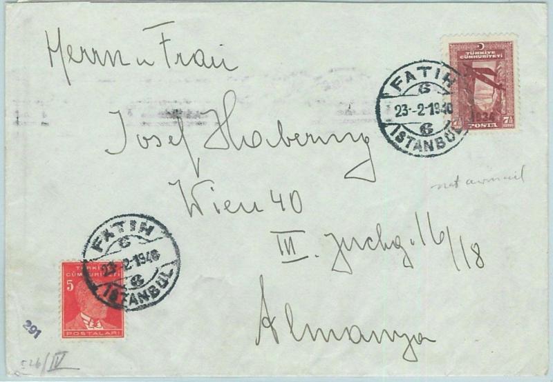 66947 - TURKEY - Postal History -   COVER  from FATIH to AUSTRIA 1940 - CENSORED