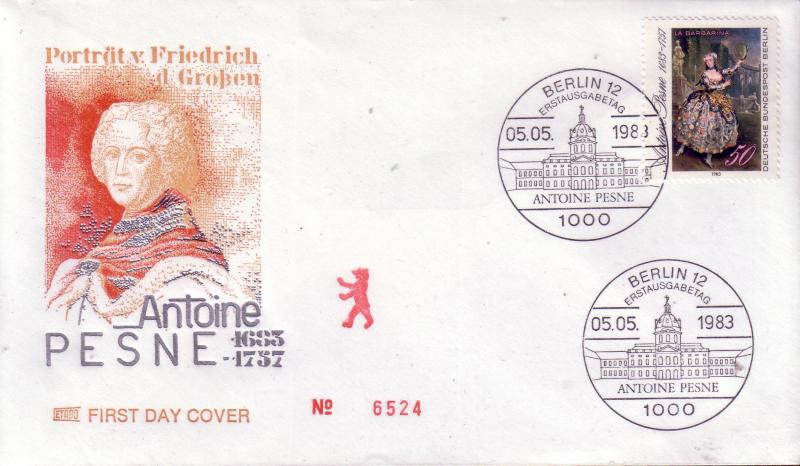 Berlin FDC Sc# 9N485 Antoine Pesne, Artist L77