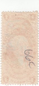 Scott # R66c- Revenue stamp - $1 Conveyance, red-  Used - SCV - $25.00