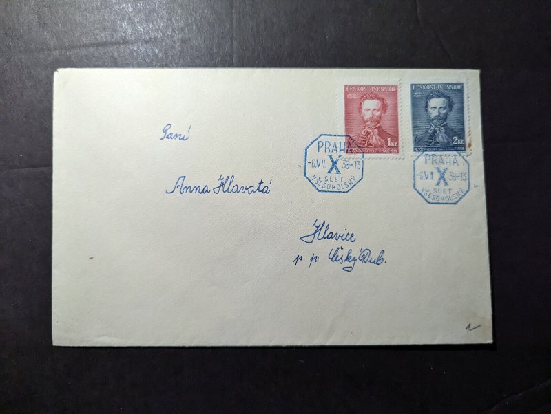 1932 Czechoslovakia Souvenir Cover Prague to Slavice Anna Flavata