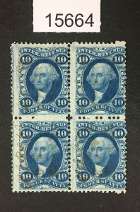 MOMEN: US STAMPS # R37c BLOCK OF 4 USED LOT #15664