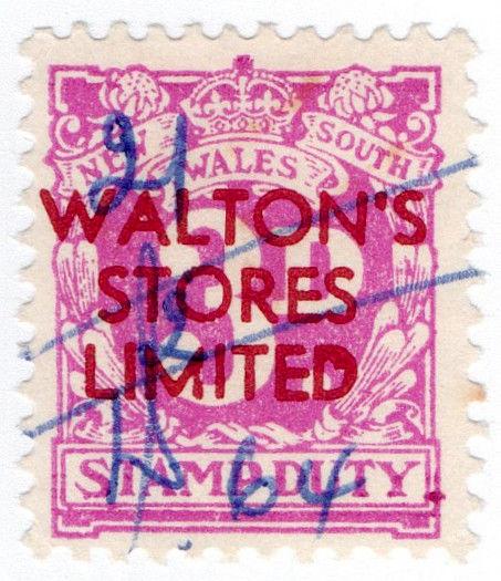 (I.B) Australia - NSW Revenue : Stamp Duty 3d (Walton's Stores)