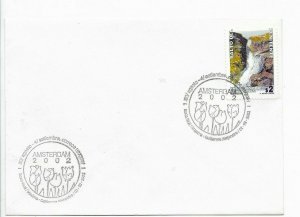 URUGUAY 2002 COVER WITH SPECIAL POSTMARK AMSTERDAM 2002 FLOWERS WATERFALL