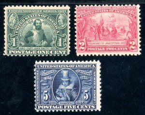 USAstamps Unused FVF US 1907 Jamestown Set Scott 328, 329, 330 OG MNH SCV $535