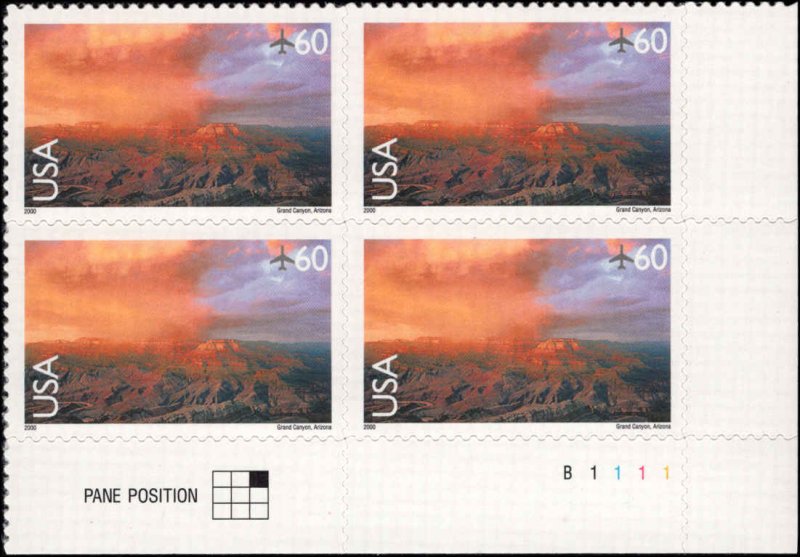 US #C135 GRAND CANYON MNH LR PLATE BLOCK #B1111 DURLAND $6.00
