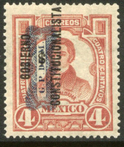 MEXICO 531, 4¢ Corbata & Gobierno $ overprints, UNUSED, H OG. VF.