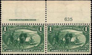 285 Mint,RG,NH... Imprint/Plate# Pair... SCV $60.00