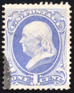 US Scott 134 Used 1c ultramarine Benjamin Franklin Lot T516 bhmstamps