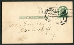1921 Philadelphia PA Postal Card Point Breeze Station Alta Friendly Society 1c