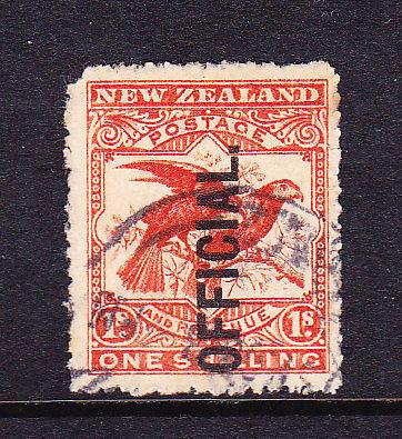 NEW ZEALAND 1898 1/-  KAKA OFFICIAL FU P14 SG O65