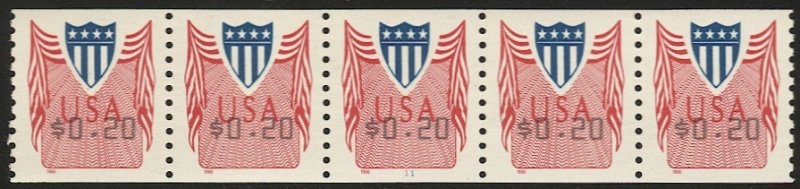 US Sc CVP33  20c  PNC-5 Plate #11, Mint NH VF Freak Value shifted Up