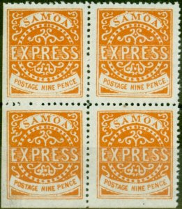 Samoa 1880 9d Orange-Brown SG20 4th State V.F MNH Block of 4