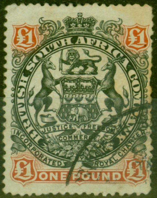 Rhodesia 1897 1 Black & Red-Brown SG73 Ave Used