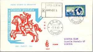 Italy 1963 FDC - Registered Mail / Int'l Postal Conference - Rome - J8668