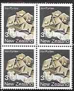 New Zealand #757 MNH Block.  Minerals. Iron Pyrites