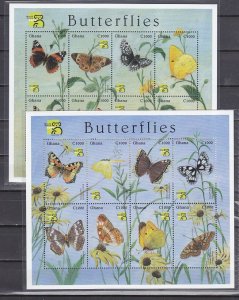 Ghana, Scott cat. 2098-2099. 2 Butterflies sheets of 8.