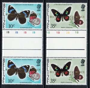 Belize 395-96 MLH,  Defense Forces Overprinted Gutter Pairs from 1978.