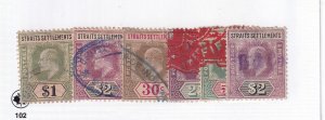 STRAITS SETTLEMENTS KEV11 VF-REVENUES TO $2 RED AND BLUE CANCELS