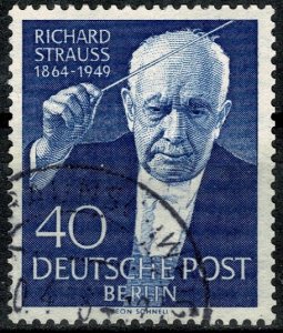 GERMANY BERLIN 1954 ANNI DEATH of STRAUSS USED (VFU) SG B121 Wmk.230 P.14 SUPERB