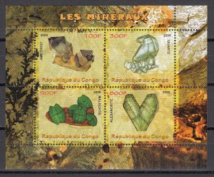 Congo Rep., 2009 issue. Minerals on a sheet of 4.