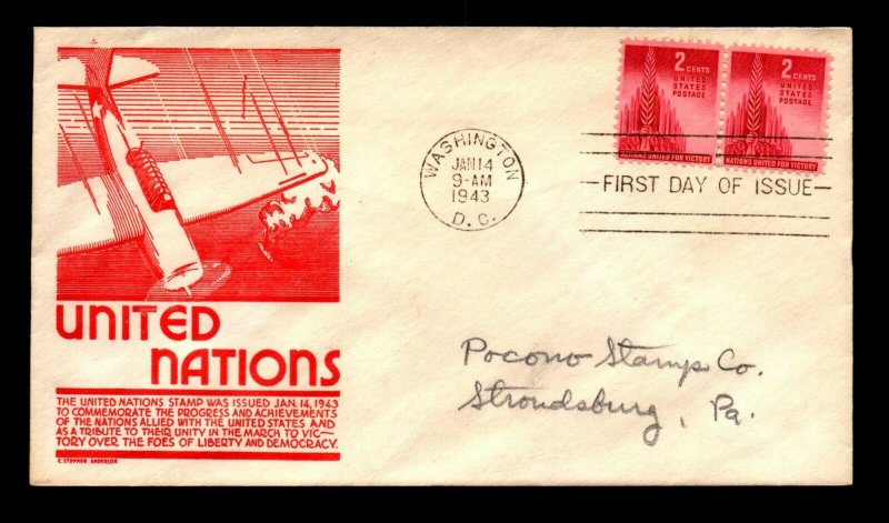 SC# 907 FDC / Anderson Cachet / Pair / Addressed - N477