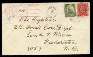 ?GUNDERLAND BAY., N.B. Keyhole Registration handstamp 1935 cover Canada