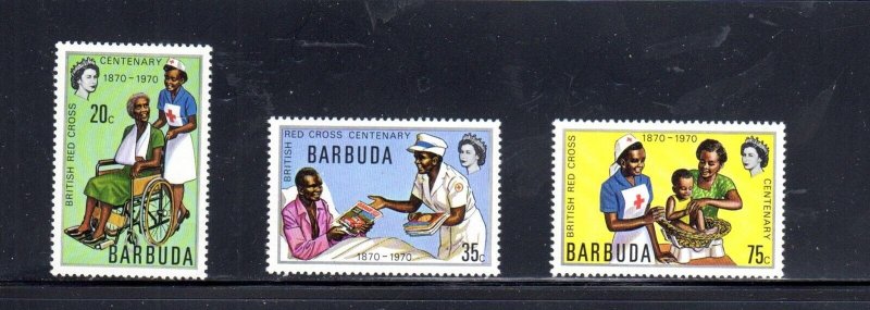 BARBUDA #89-91 1970 BRITISH RED CROSS CENTARY MINT VF NH O.G