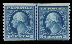 MOMEN: US STAMPS #458 LINE PAIR MINT OG NH PSE CERT LOT #86679