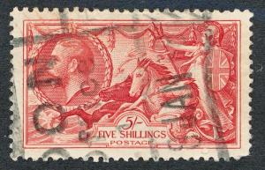 GREAT BRITAIN 223 USED, 5 SHILLING SEAHORSE