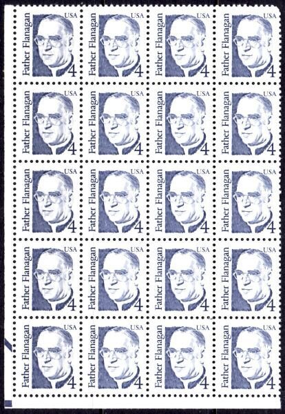 US Stamp #2171a MNH - Father Flanagan Block of 20