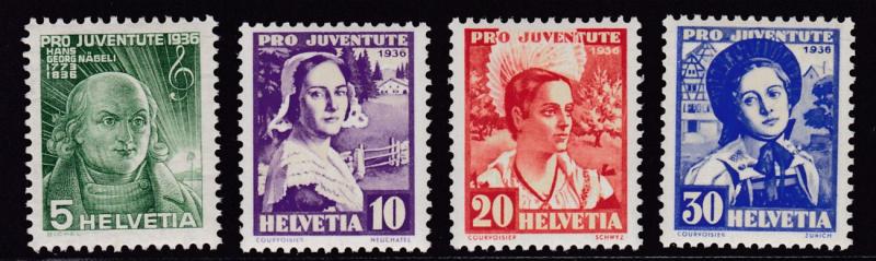 Switzerland 1936 Pro Juventute Semi-Postal complete (4) Dufour VF/NH(**)