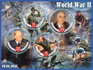 Stamps.  Famous people. World War II  2018 1+1 sheets perforated