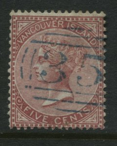 BC Vancouver Island 1860 5 cents perf 14 SUPERB used with INVERTED WMK.