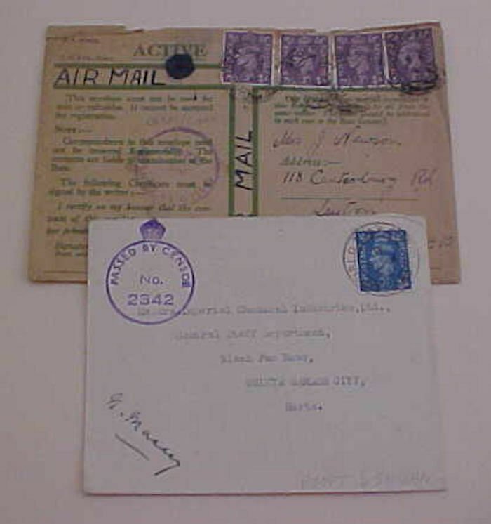 SUDAN FPO 238,FPO 22 GREEN 1943 TO ENGLAND BOTH CENSORED