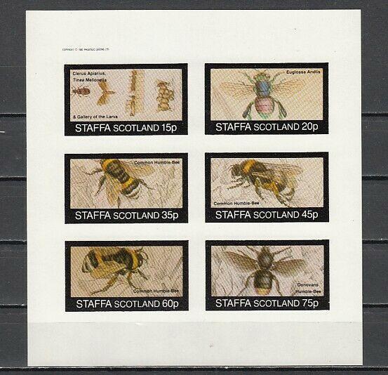 Staffa, Local. 1982 issue. Honey Bees, IMPERF sheet of 6. ^